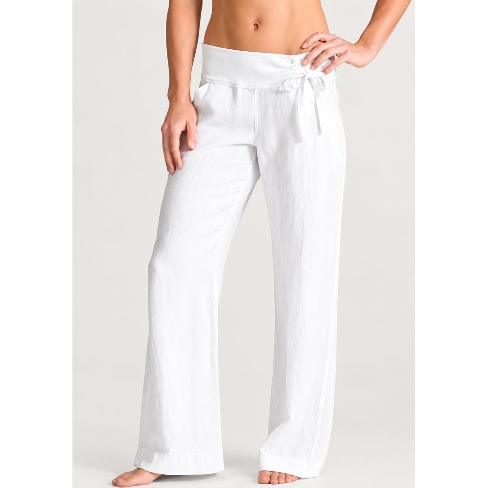 Athleta | Napali Linen Wide Leg Pants White Drawstring | Sz M